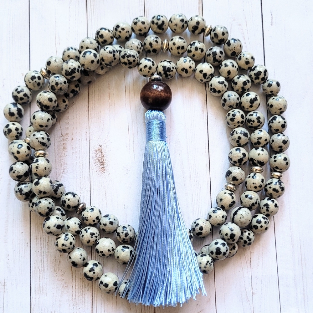 108 Dalmatian Jasper Mala Necklace
